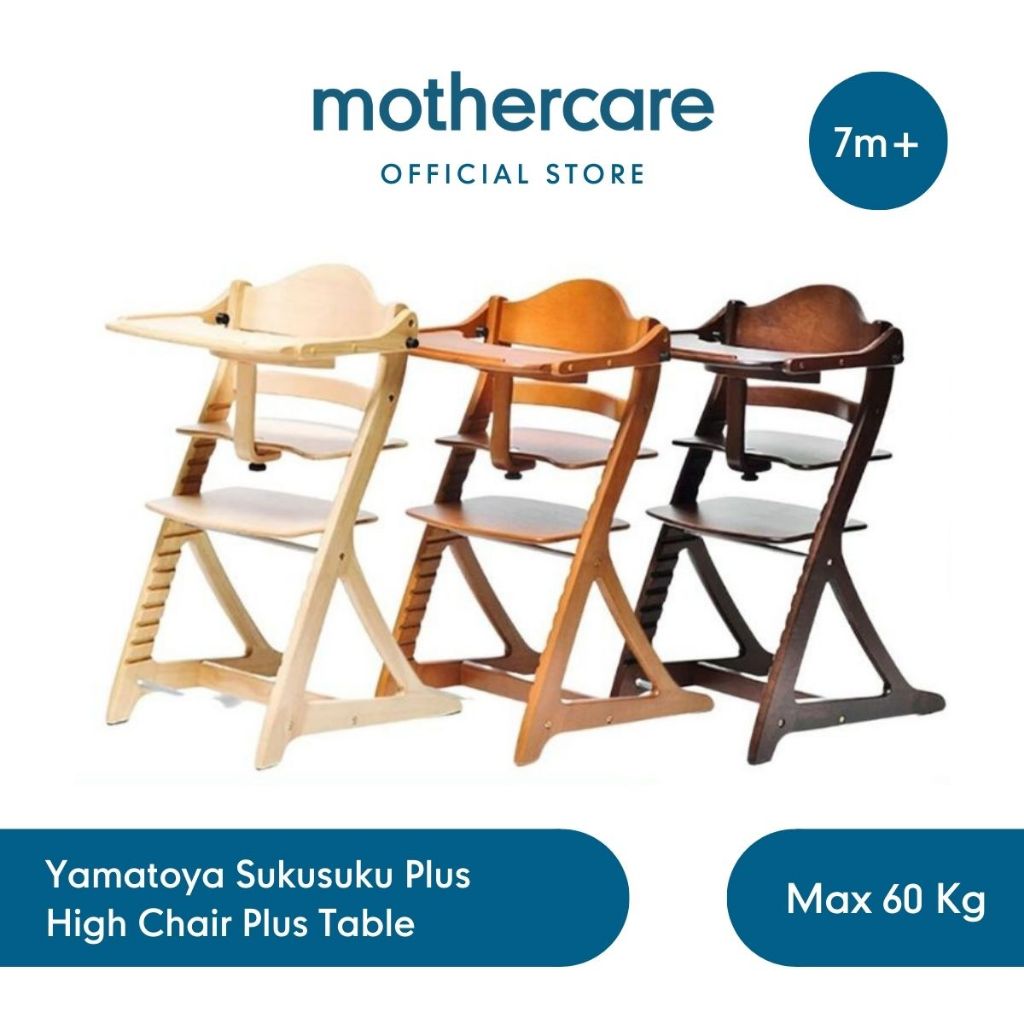 Yamatoya Sukusuku High Chair Plus Table - Kursi Makan Kayu Anak Bayi