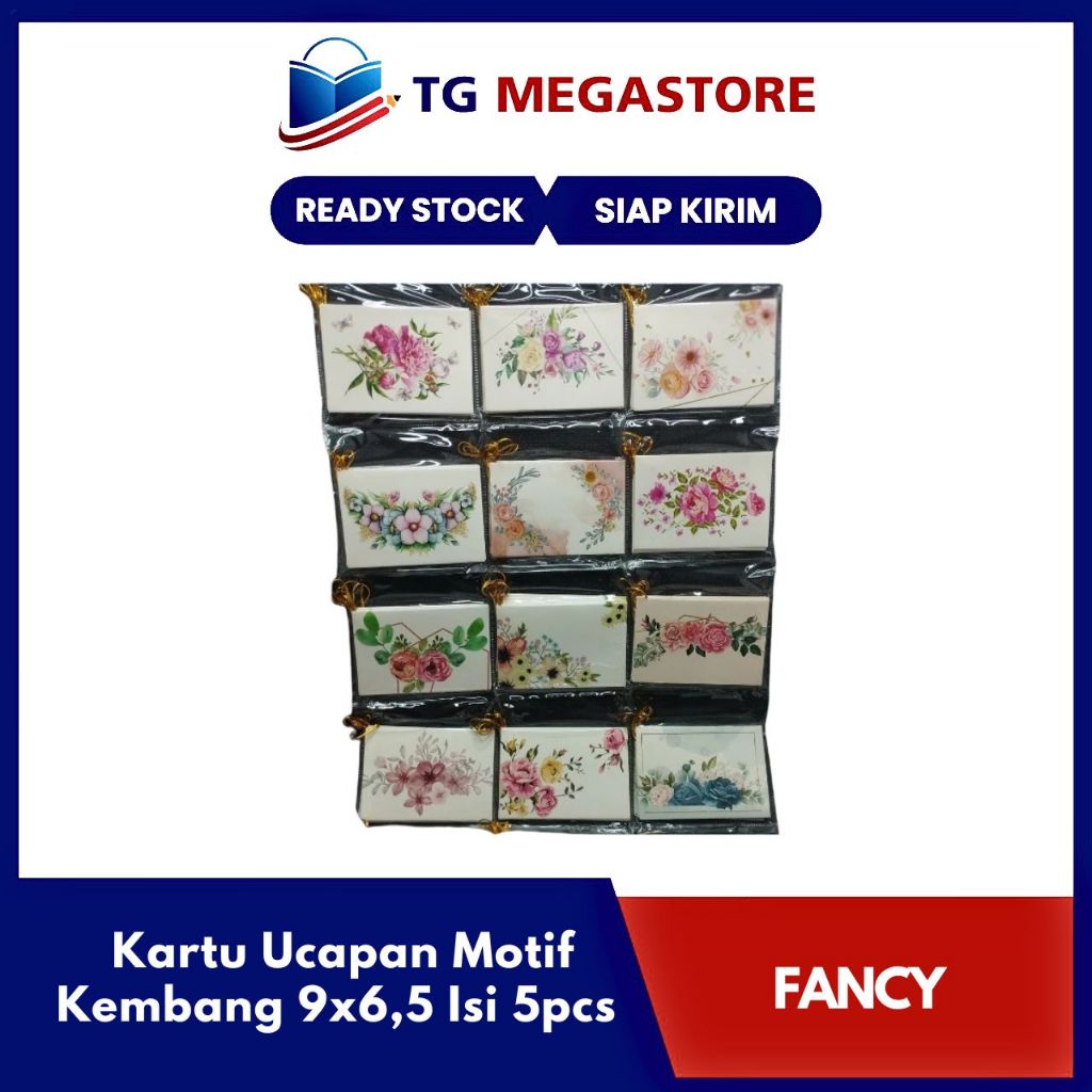 

Kartu Ucapan / Greeting Card Motif Bunga 9x6,5 Isi 5pcs - 5967