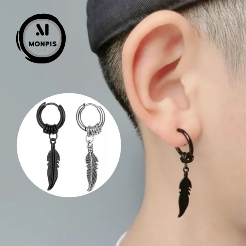 Anting titanium Anting tindik Anting pria Anting gantung Anting bulu Anting korea