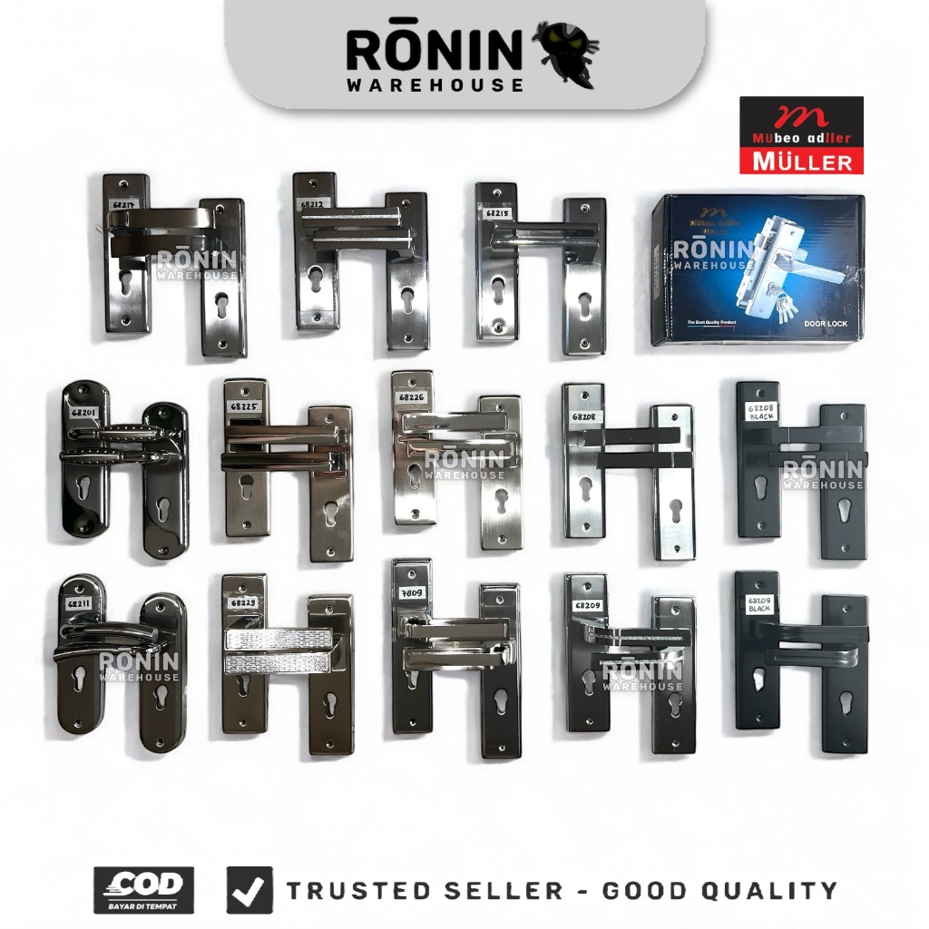 MULLER Handle Pintu M tanggung stainless gagang Pegangan Kunci Pintu Rumah Door set