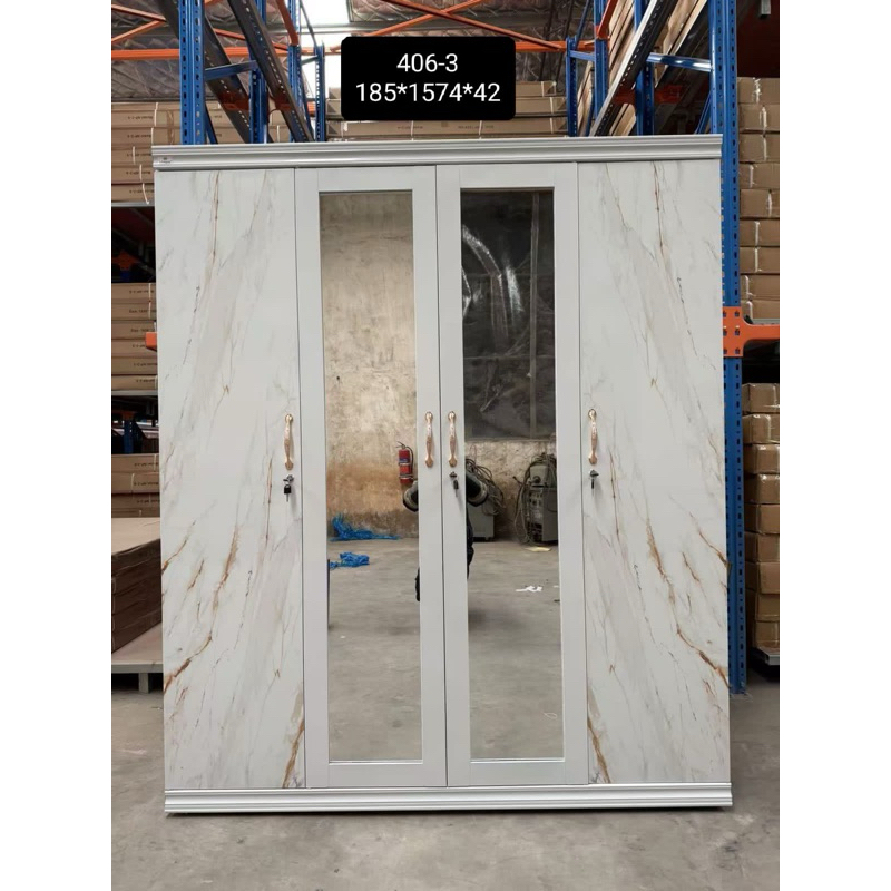 Lemari Pakaian Plat Besi 4 Pintu Buka