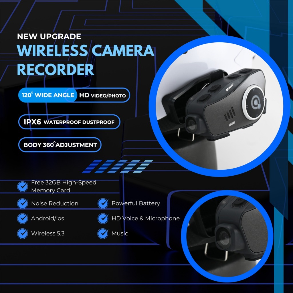 Q28 Kamera helm perekam berkendara sepeda motor headset Bluetooth helm dengan kamera helm video HD 1