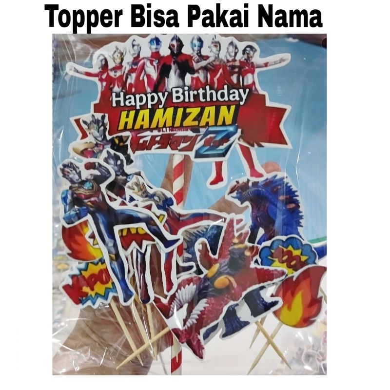 Topper Cake Ultraman custom nama happy birthday