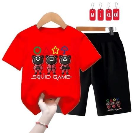 STELAN ANAK-ANAK SQUID GAME / BAJU ANAK-ANAK / KAOS ANAK CELANA PENDEK