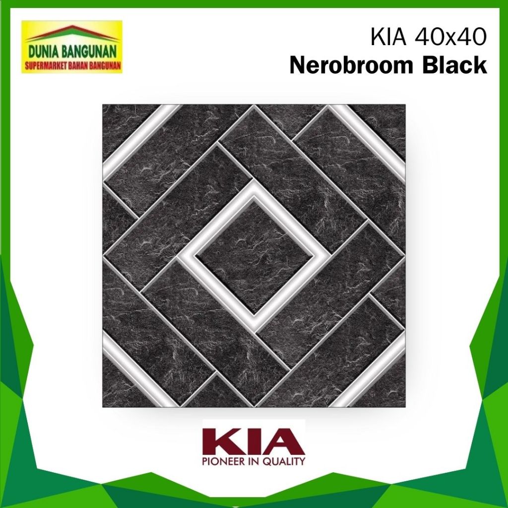 Keramik Lantai Keramik KIA Nerobroom Black 40x40 / Keramik Lantai 40x40 Hitam / Keramik Lantai Teras