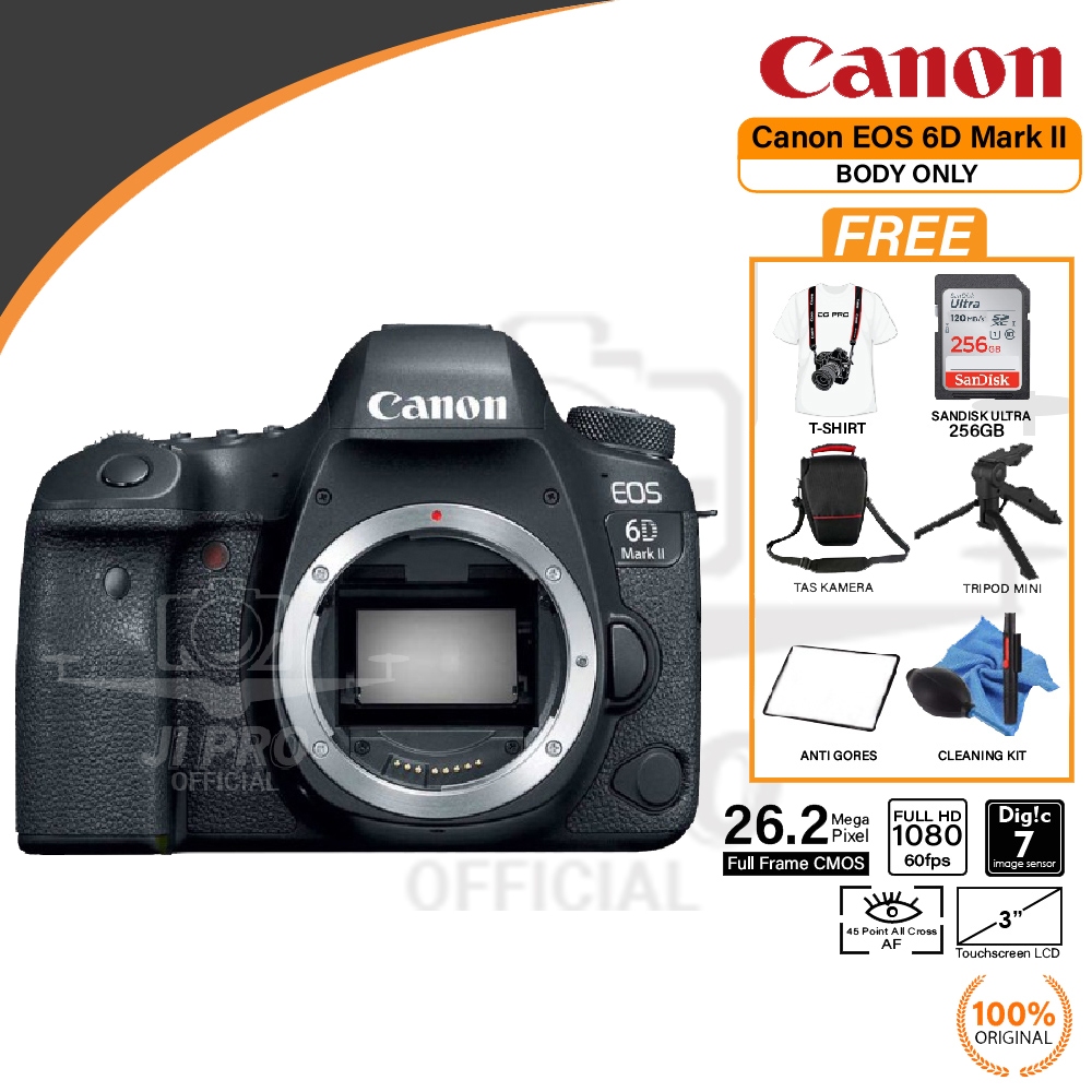 Canon EOS 6D Mark II Body Only DSLR Camera Original BO Paket Bonus