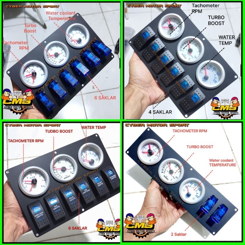 Tachometer mobil Diesel Dashboard indikator RPM meter. Boost meter . water temperature . indikator d