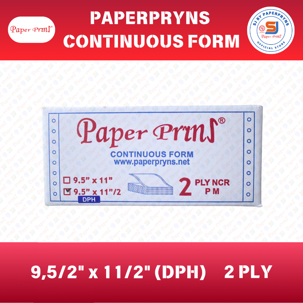 

PAPERPRYNS Continuous Form 9,5/2" × 11/2" (BAGI 4 DPH) - 2 PLY - NCR Sheets