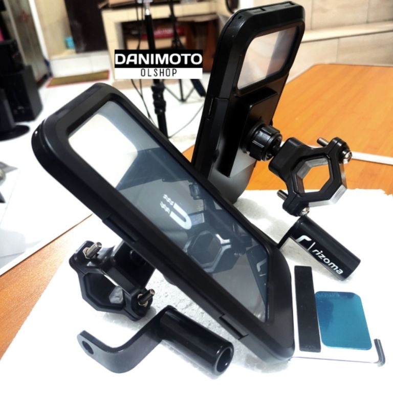 KODE I7S Holder HP Waterproof Anti Air Hujan Universal Bahan ABS Spion Stang Motor New Nmax Vario PC