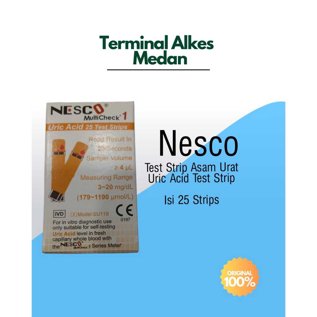Strip Tes Asam Urat  | Refill Blood Uric Acid Test Strip 3in1 - 25 pcs Nesco