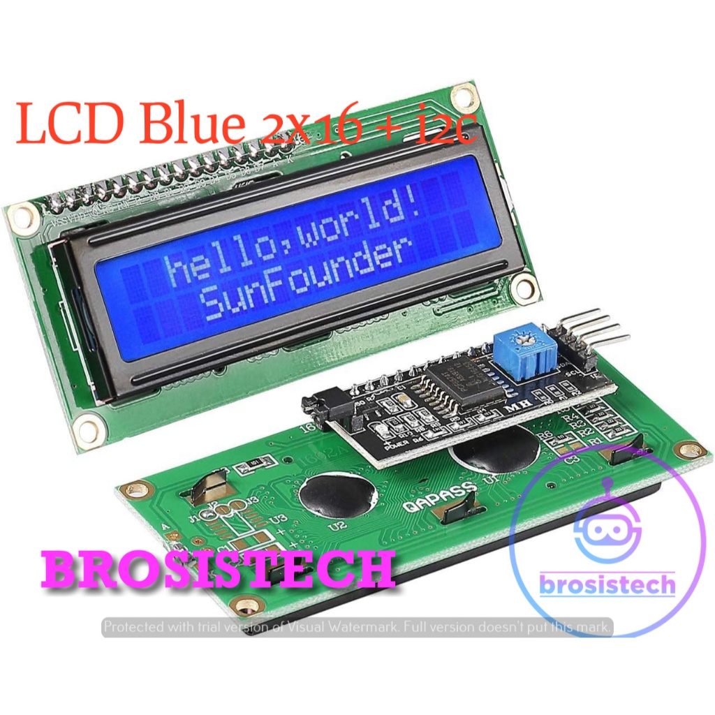 LCD 16x2 1602 Character Background Biru + i2c