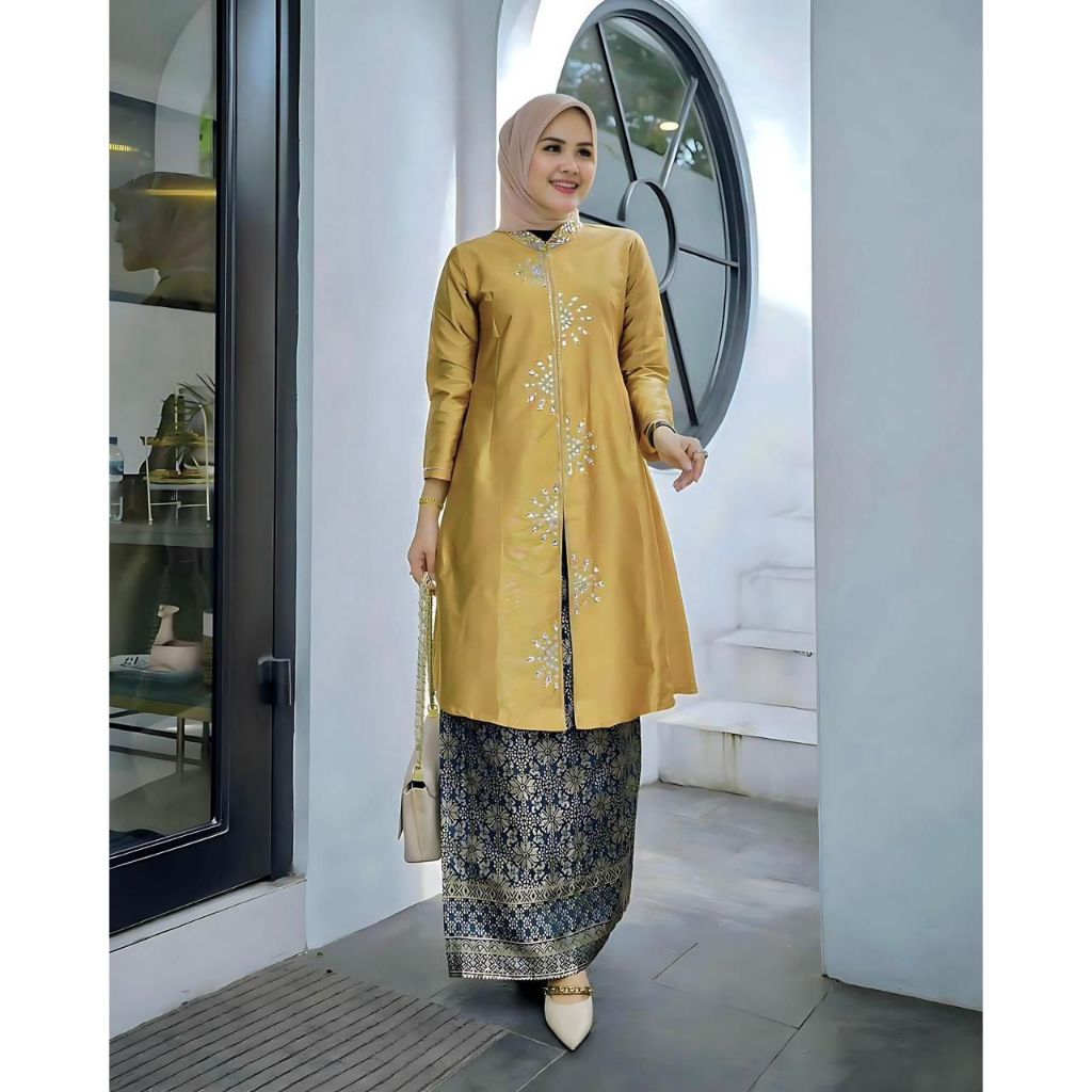 Atasan Baju Kurung Malaysia Tunik Rosalie Full Payet Baju Kurung Serian Warna Terbaru