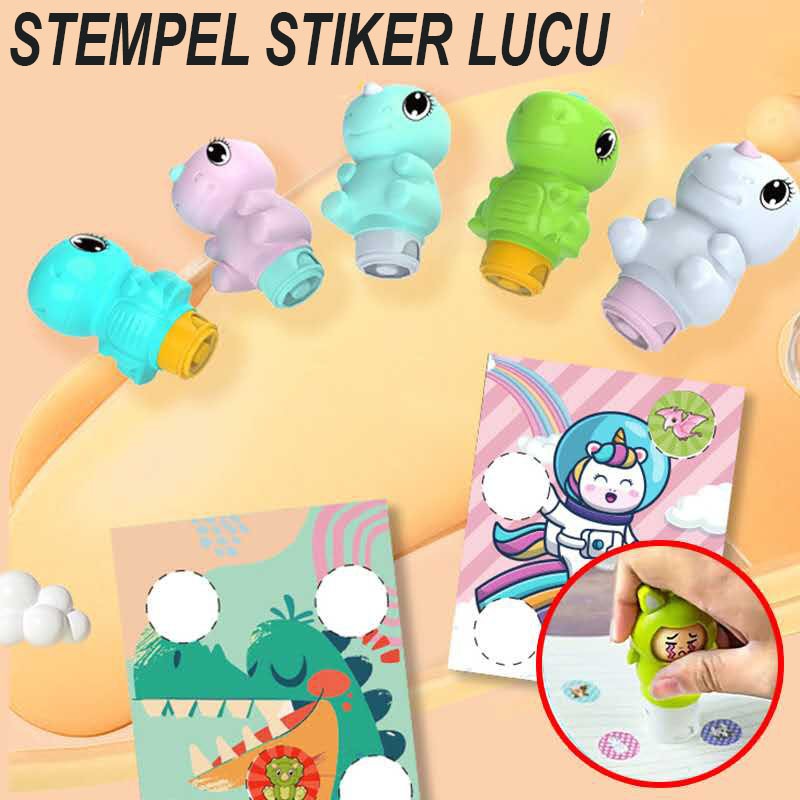 

Stempel Stiker Magic Seal Mainan Anak bentuk Unicorn atau Dinosaurus + FREE Stiker