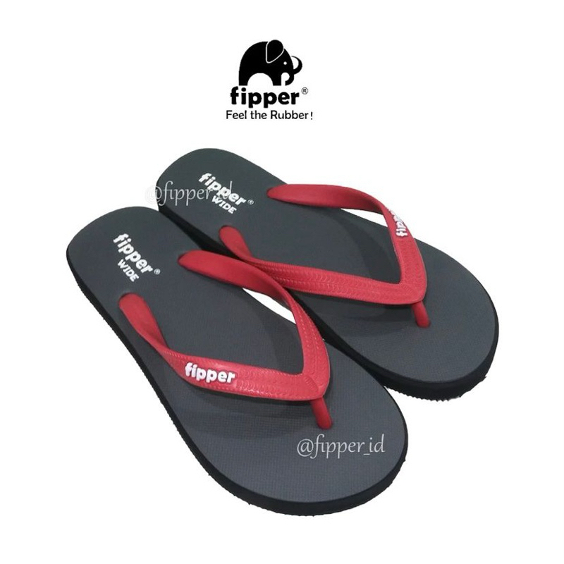 Sandal Fipper Original Wide - Grey / Black / Red
