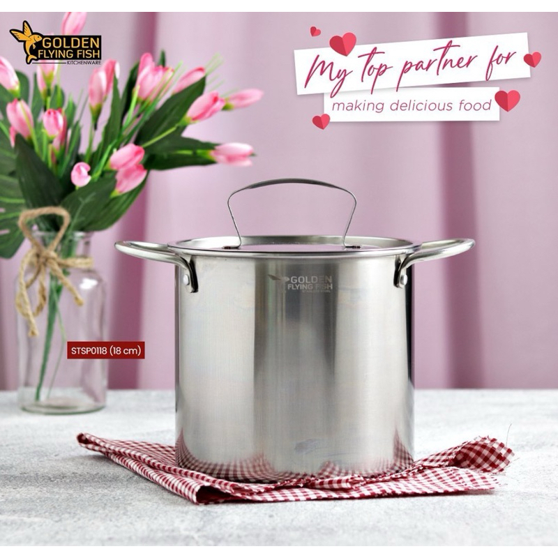 Golden Flying Fish - Panci Stock Pot Stainless Steel 16cm & 18cm - Panci Serbaguna Multifungsi Bakso