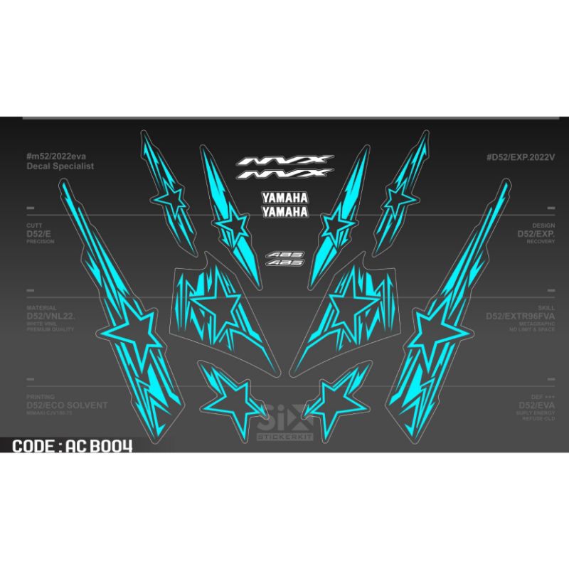 Decal Sticker Striping Variasi Transparan Uv Aerox Conected/Decal Yamaha Aerox/Striping Yamaha Aerox