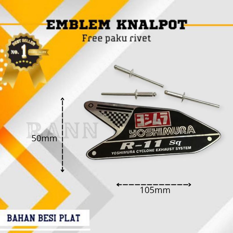 Emblem knalpot merek YOSHIMURA Gratis paku rivet