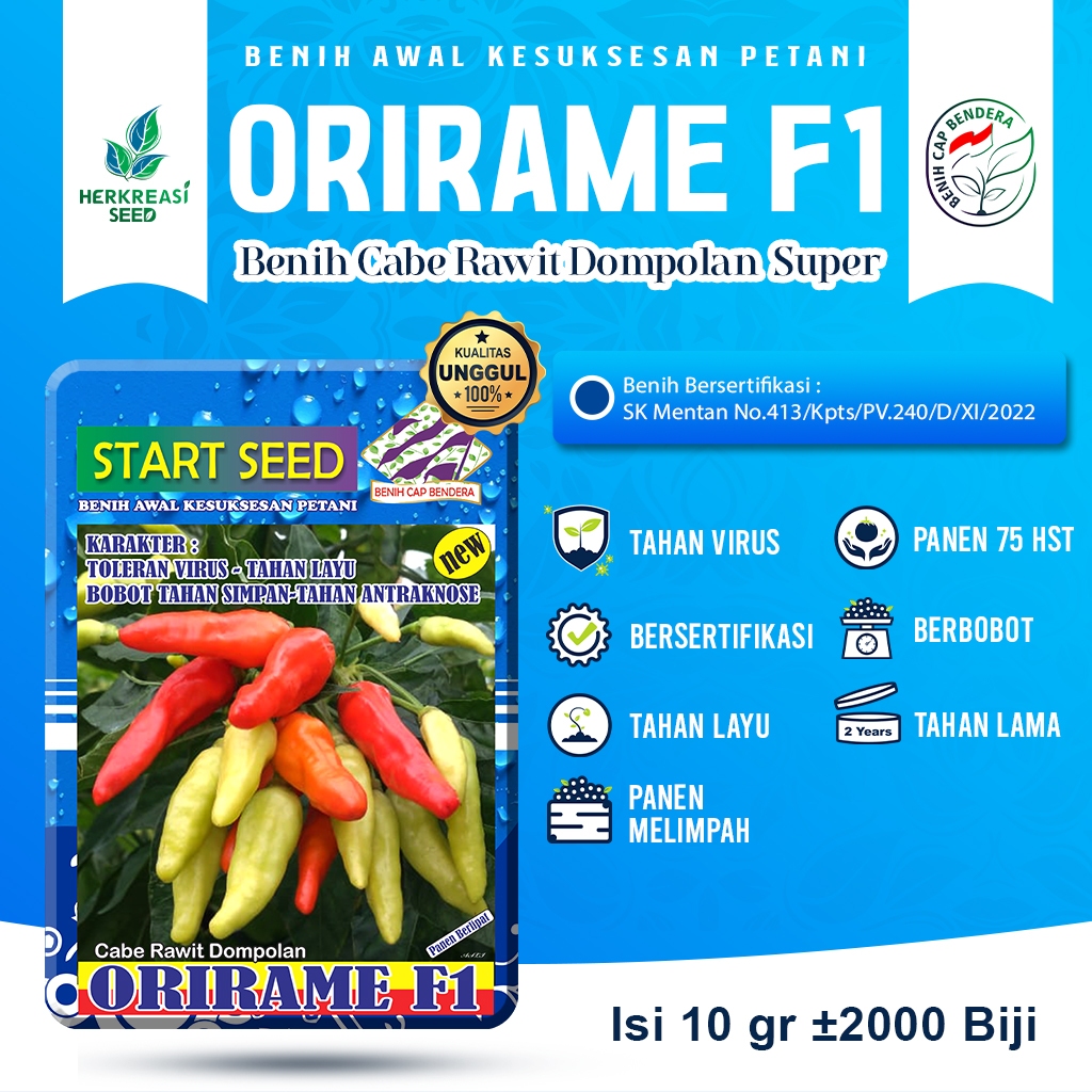 Benih Cabe Rawit Setan ORIRAME F1 - isi 10 gr ± 2000 - cabe rawit dompolan