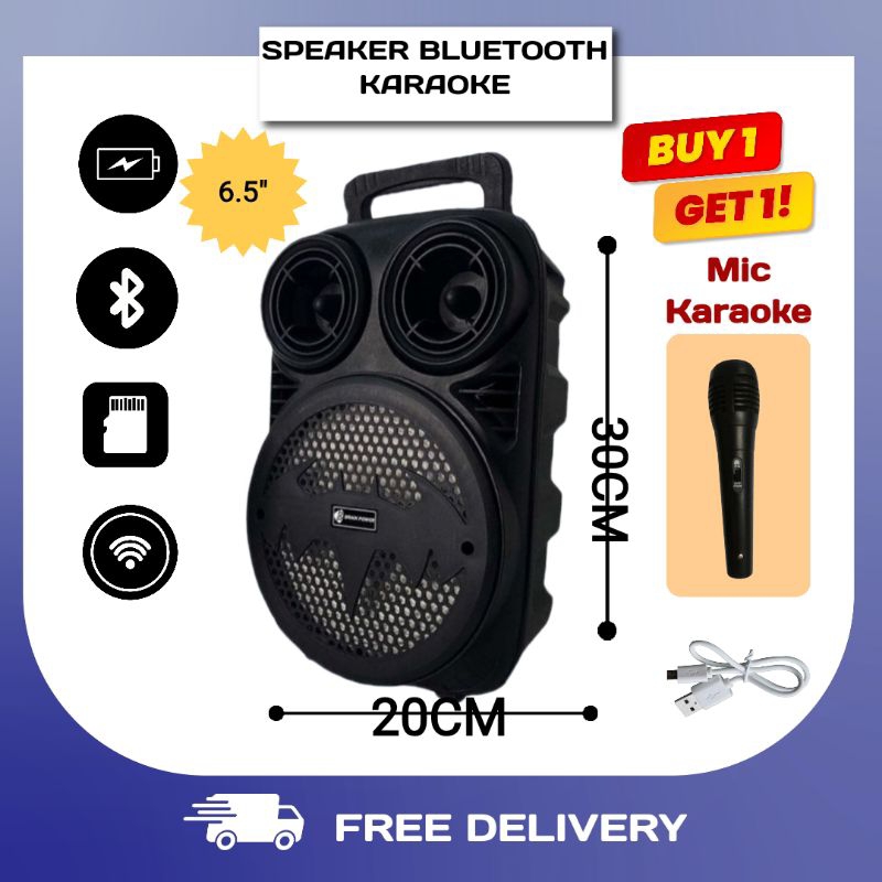Speaker Speker Spiker Sepiker Sepeker Jumbo Besar Wireless Portable Dengan Mic Karaoke Musik Music B