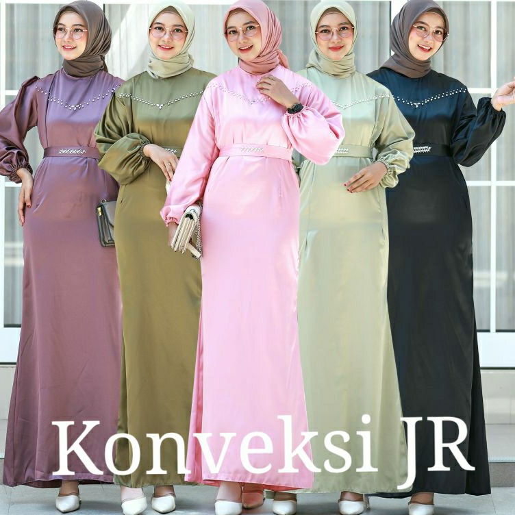KODE G82L Annisa Dress Kondangan Bahan Satin Silk  Gaun Pesta Terbaru Kekinian