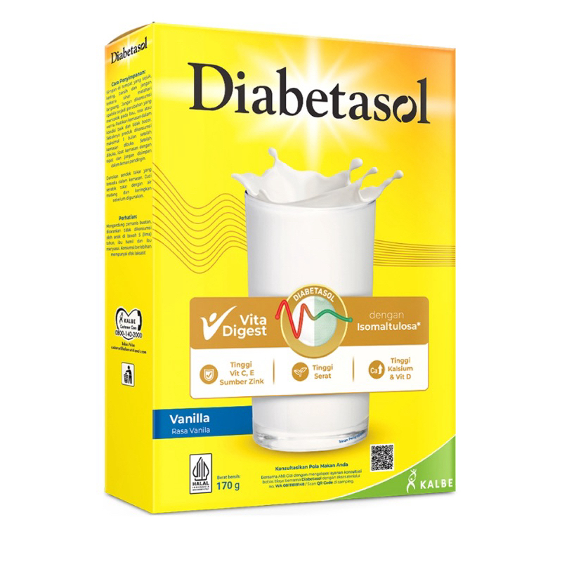 

Diabetasol susu formula diabetes vita digest ada vanila, almond dan coklat 170 gr