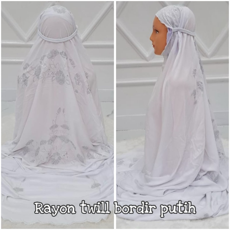 MUKENAH TERUSAN BORDIR RAYON PREMIUM PUTIH