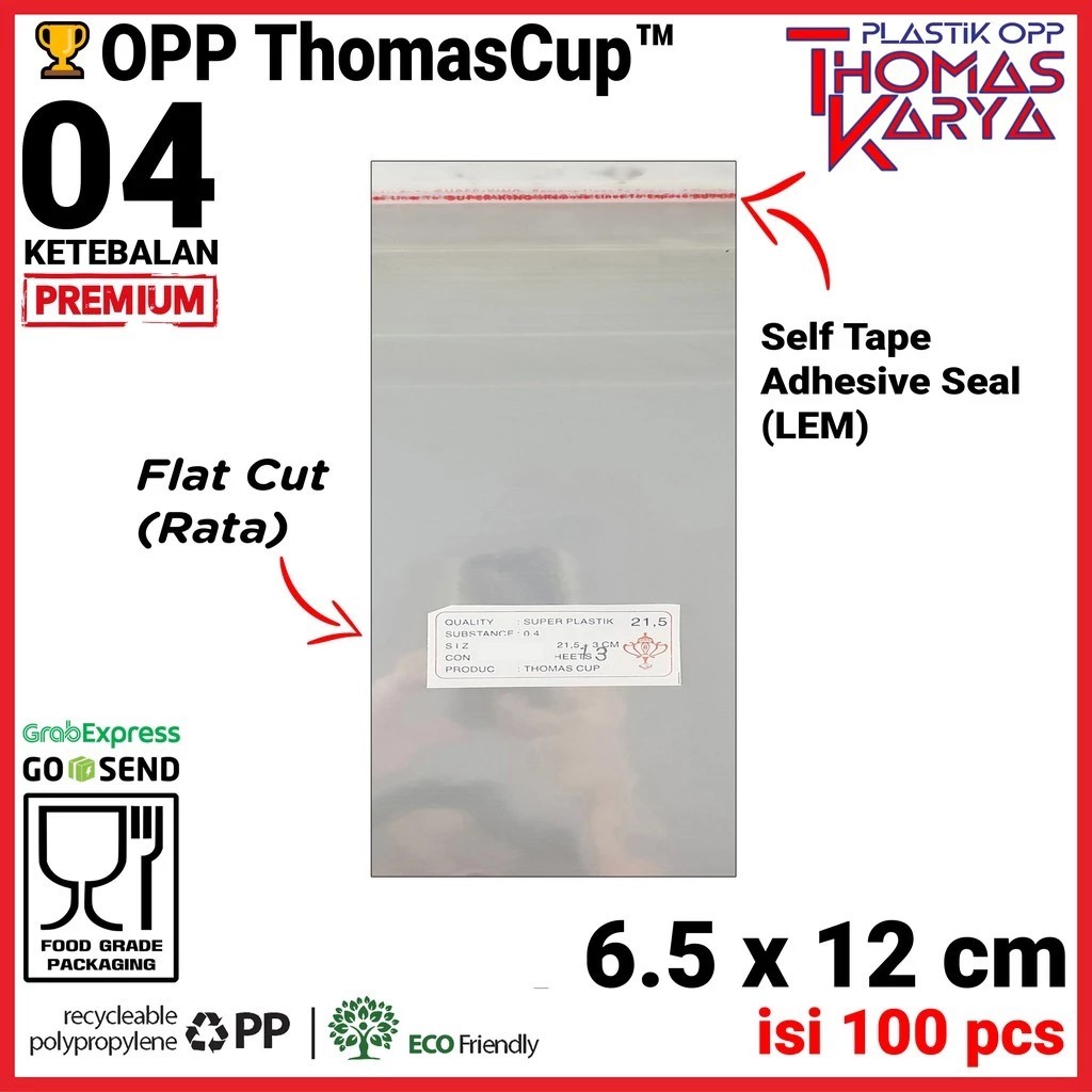 6,5x12 CM Plastik OPP TEBAL | Plastik OPP Seal | Plastik Kaca | Plastik OPP Lem | Kantong Bening | S