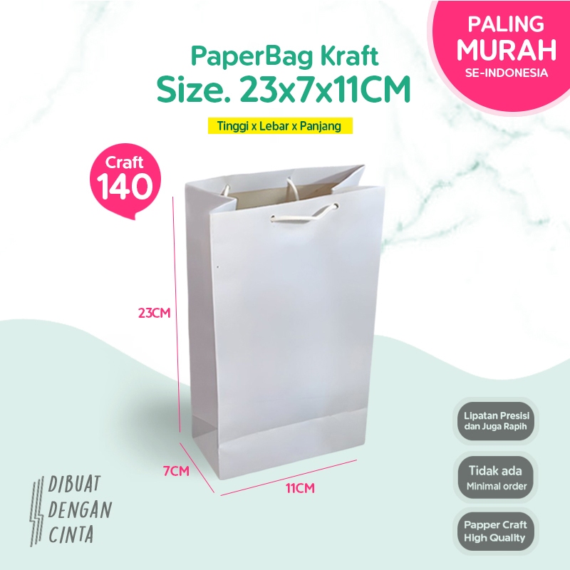 

(LINER) Paper Bag Putih Tumbler 23x7x11 CM / Paper Bag Kado MUG / Papper Bag Polos Kertas Souvenir