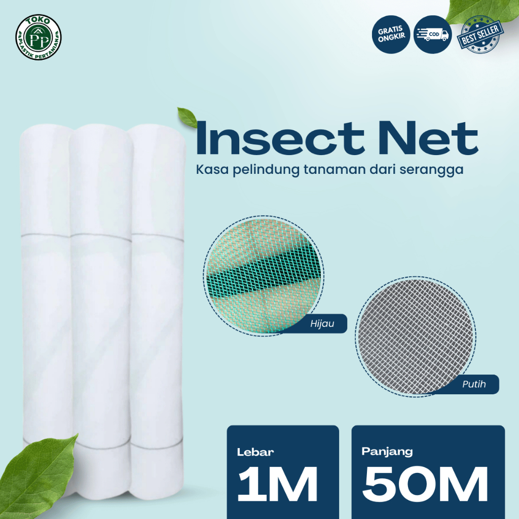 Insect Net Lebar 1 Meter Panjang 50 Meter - Jaring Penghalang Serangga Greenhouse - Jaring Kasa Inse