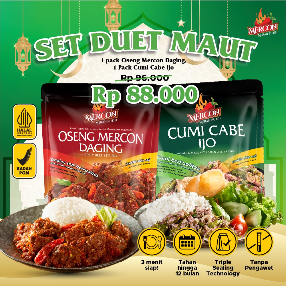 

Mercon Merah Putih - Set Duet Mercon || Oseng Mercon Daging + Cumi Cabe Ijo