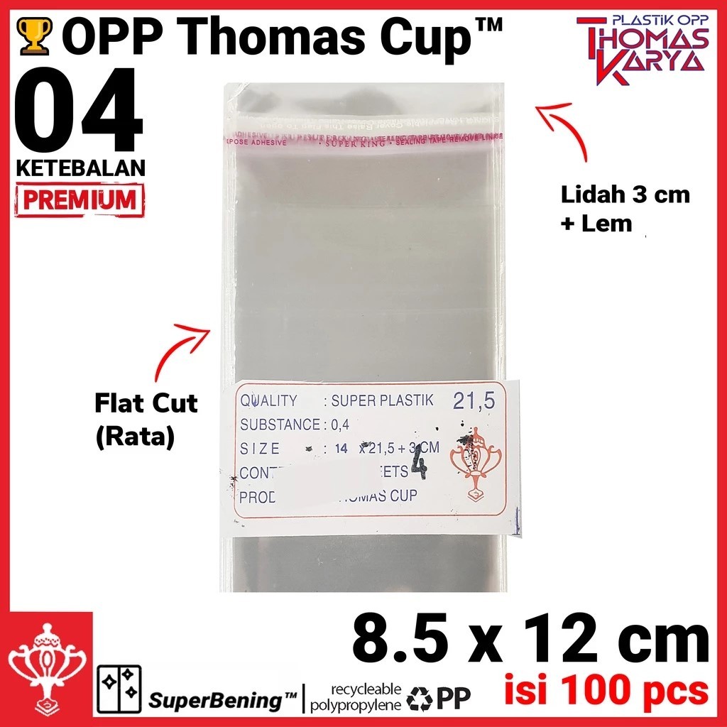 8,5x12 CM Plastik OPP TEBAL | Plastik OPP Seal | Plastik Kaca | Plastik OPP Lem | Kantong Bening | K