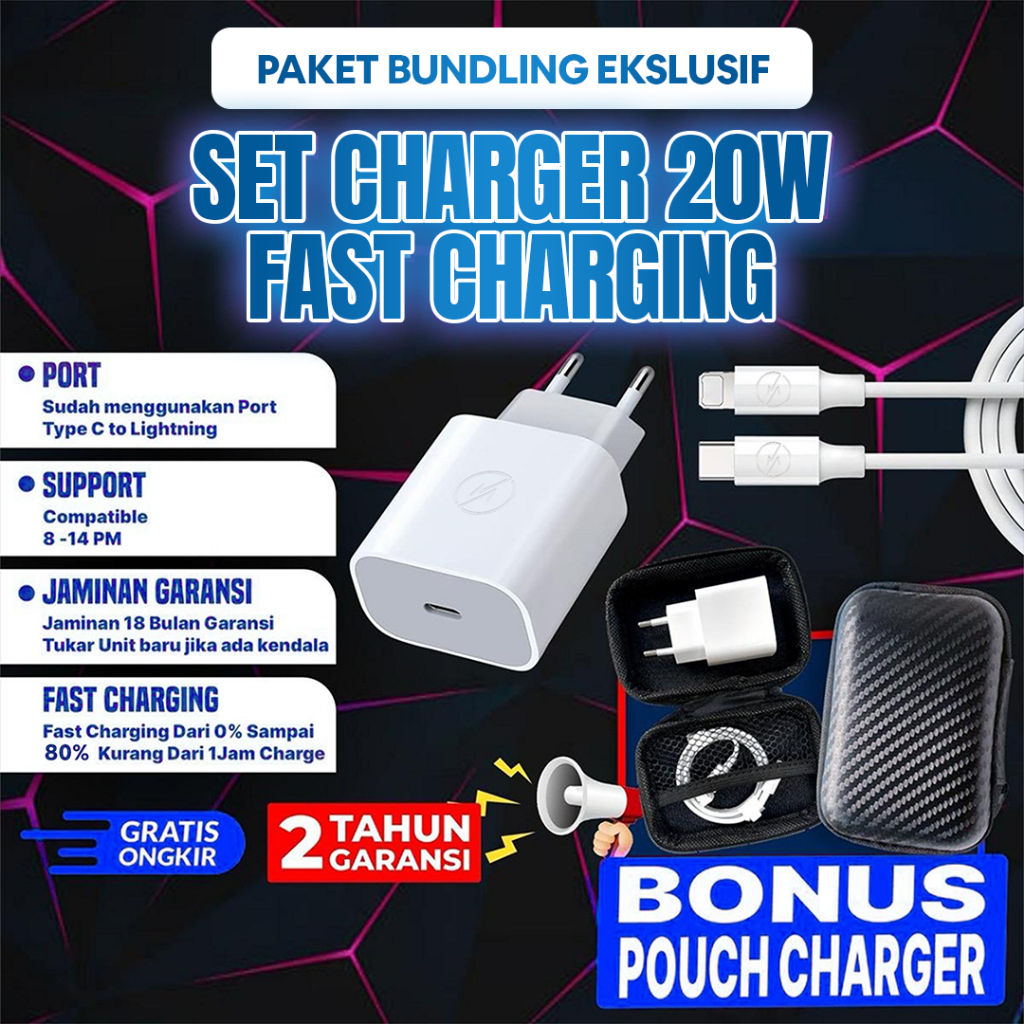 Bundling Set Charger 20W IP PD3.0 Fast Charging Series 8 X 11 12 13 14 Garansi Hingga 2 Tahun