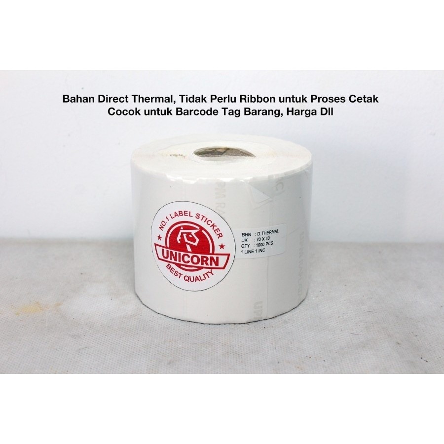 

Stiker Label Barcode Thermal 70x40mm / 70x40 mm / 70 x 40 mm 1 Line Core 1" 1.000pcs