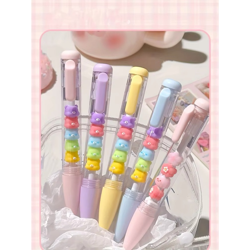 

DOLCE Gel Jelly Pen Jenga Bolpen Cetek Lucu Capybara Bear Astronaut Sakura Cat Fine Tip 0,5 Black Refill