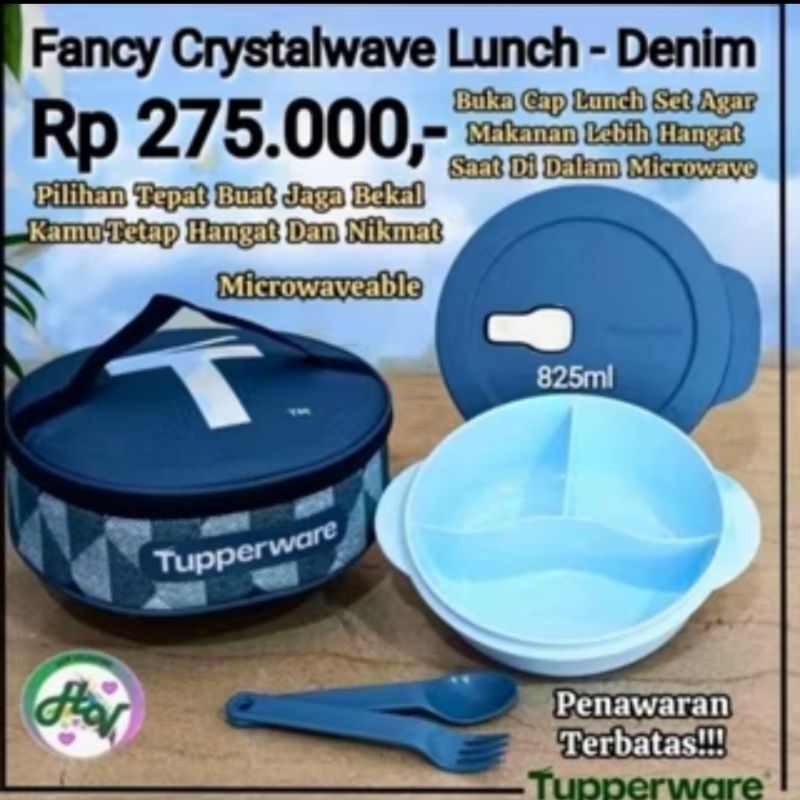 Fancy crystalwave Lunch set Tupperware/ tempat bekal tupperware