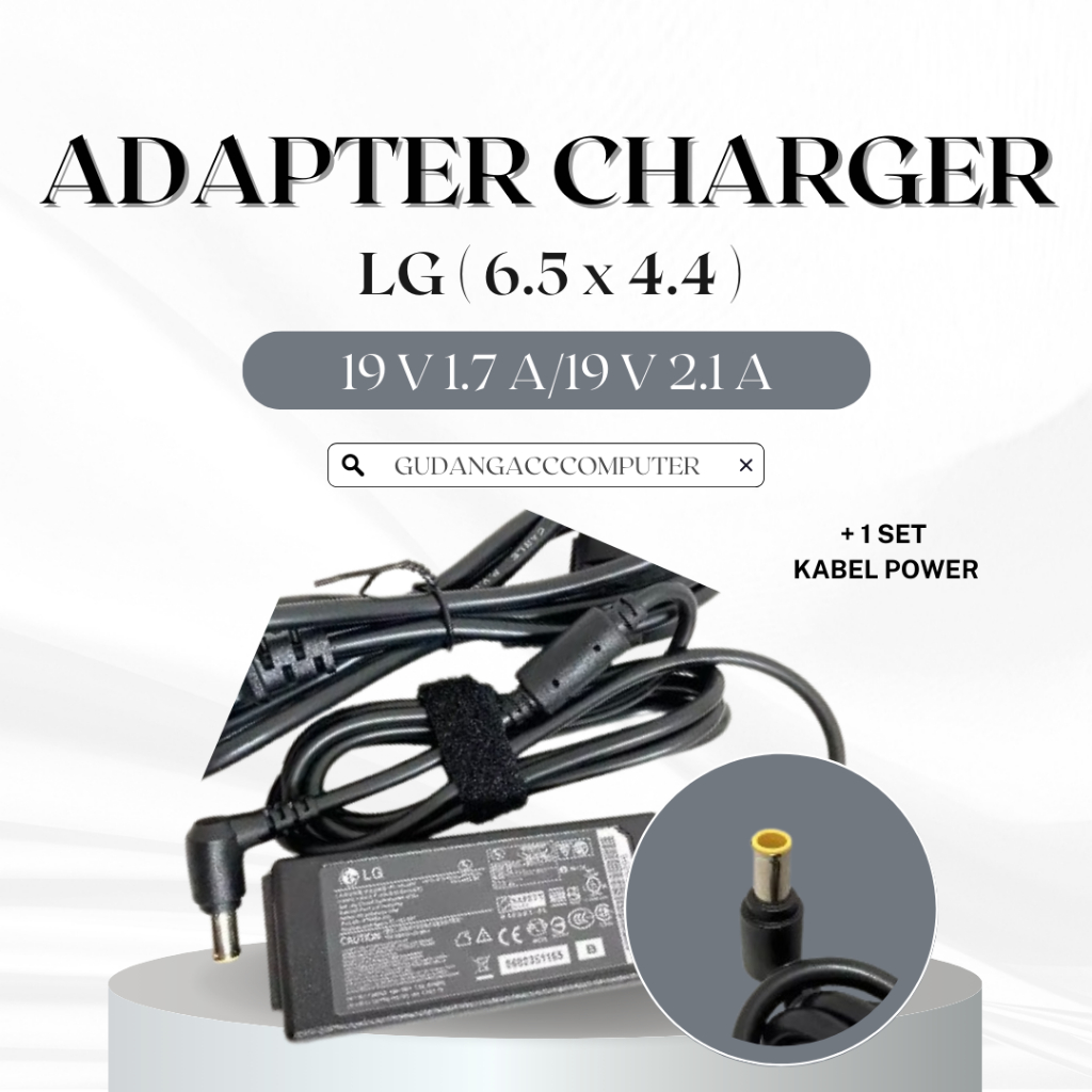 TERMURAH  Adaptor Charger TV & Monitor LG 19V 1.7A/19V 2.1A / 6.5*4.4mm