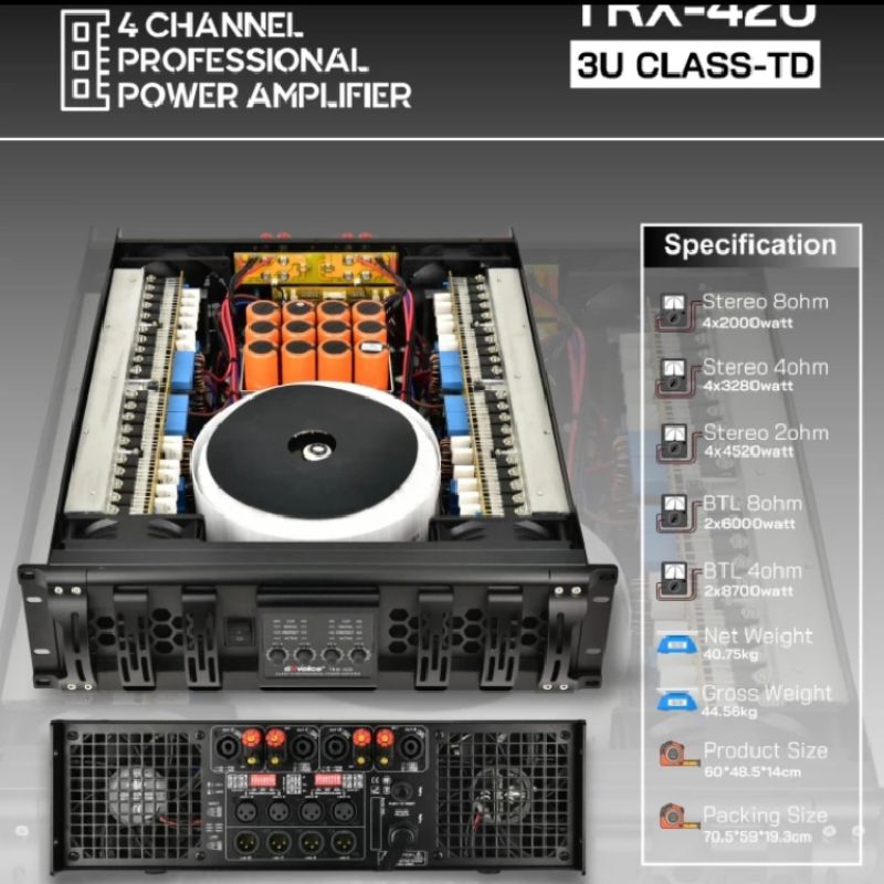 Power amplifier dBvoice TRX 420 original class TD 4channel TRX-420