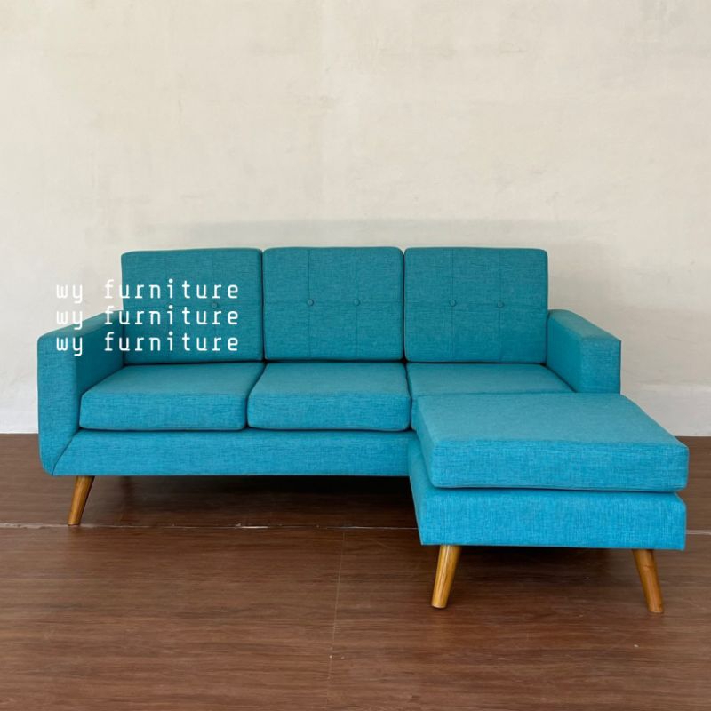 sofa tamu sudut L kayu jati - sofa industrial kayu jati - sofa tamu minimalis kayu jatu