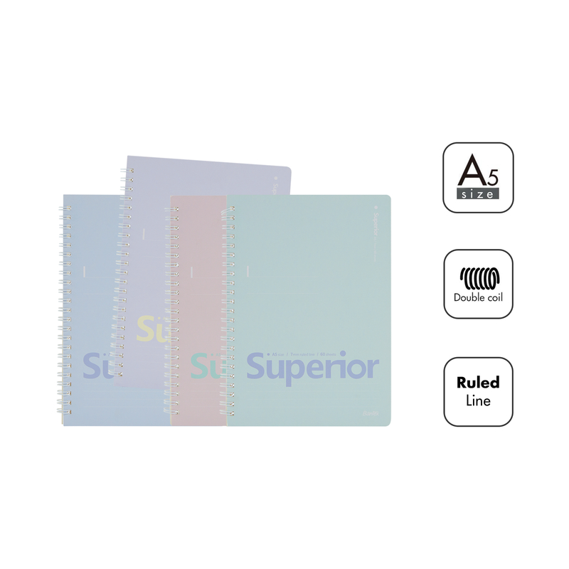 

[Stationery Home] Bantex Notebook Spiral A5 Superior Bergaris Soft Ring Pastel Color SPA560