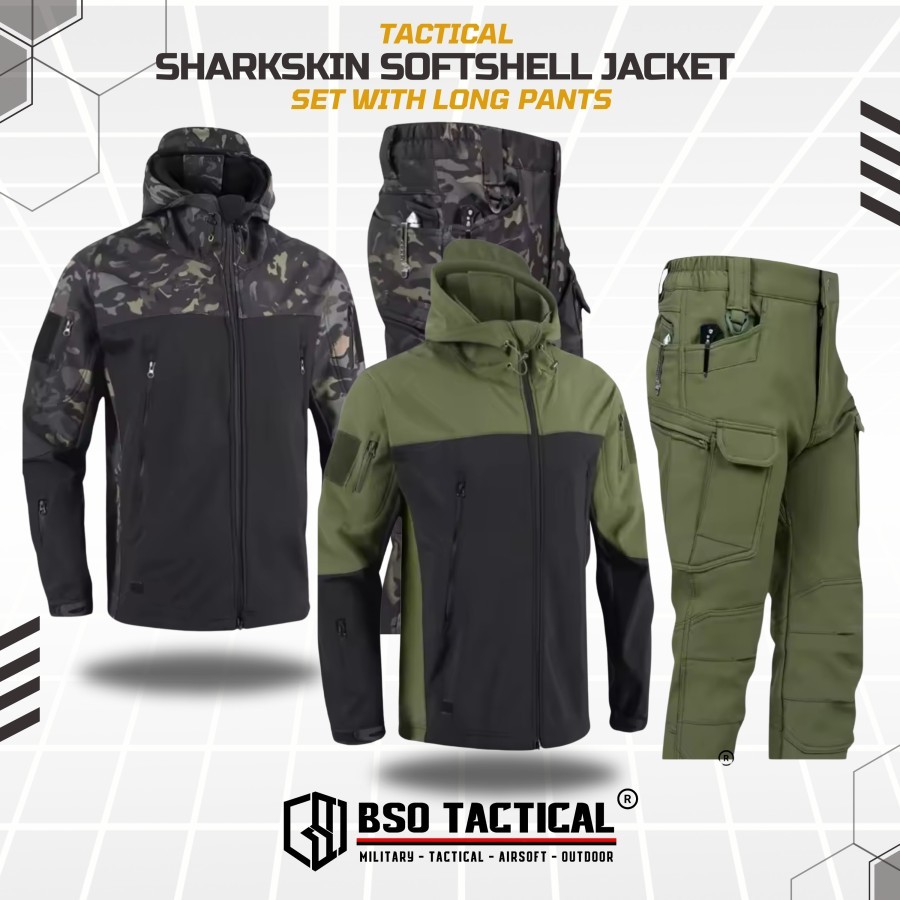 Tactical Sharkskin Softshell Jacket Set with Long Pants Outdoor Gear