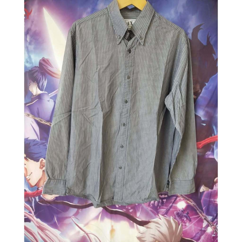 Armani Exchange Stripes Grey Casual Shirt Kemeja Original Second Merch Japan Korea Brand Vintage Ret