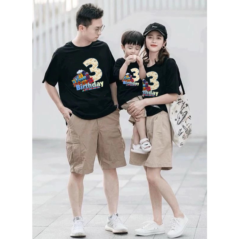 Tshirt Birthday tema TRAIN KERETA API kaos ulang tahun anak thomas baju ultah ayah ibu anak bisa req