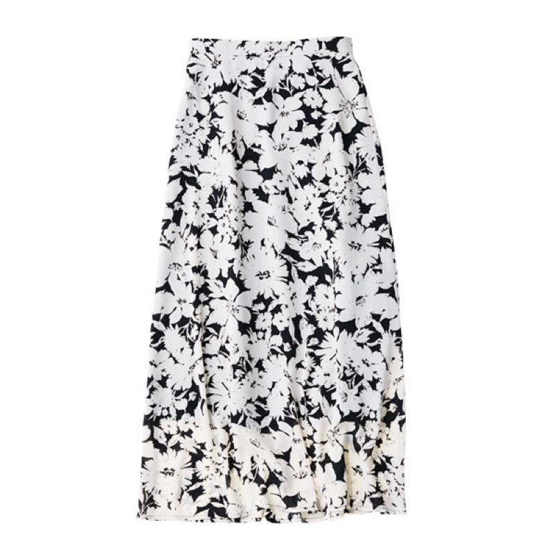 GU MIDI SKIRT FLORAL SIFON