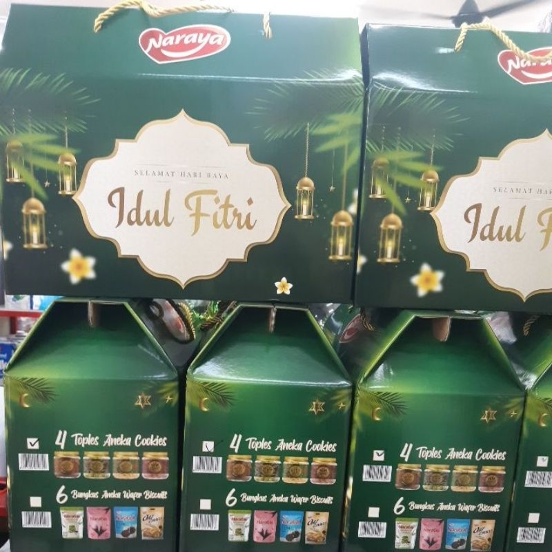 

NARAYA IDUL FITRI ISI 4 TOPLES ANEKA COOKIES + 6 kaleng susu kurma