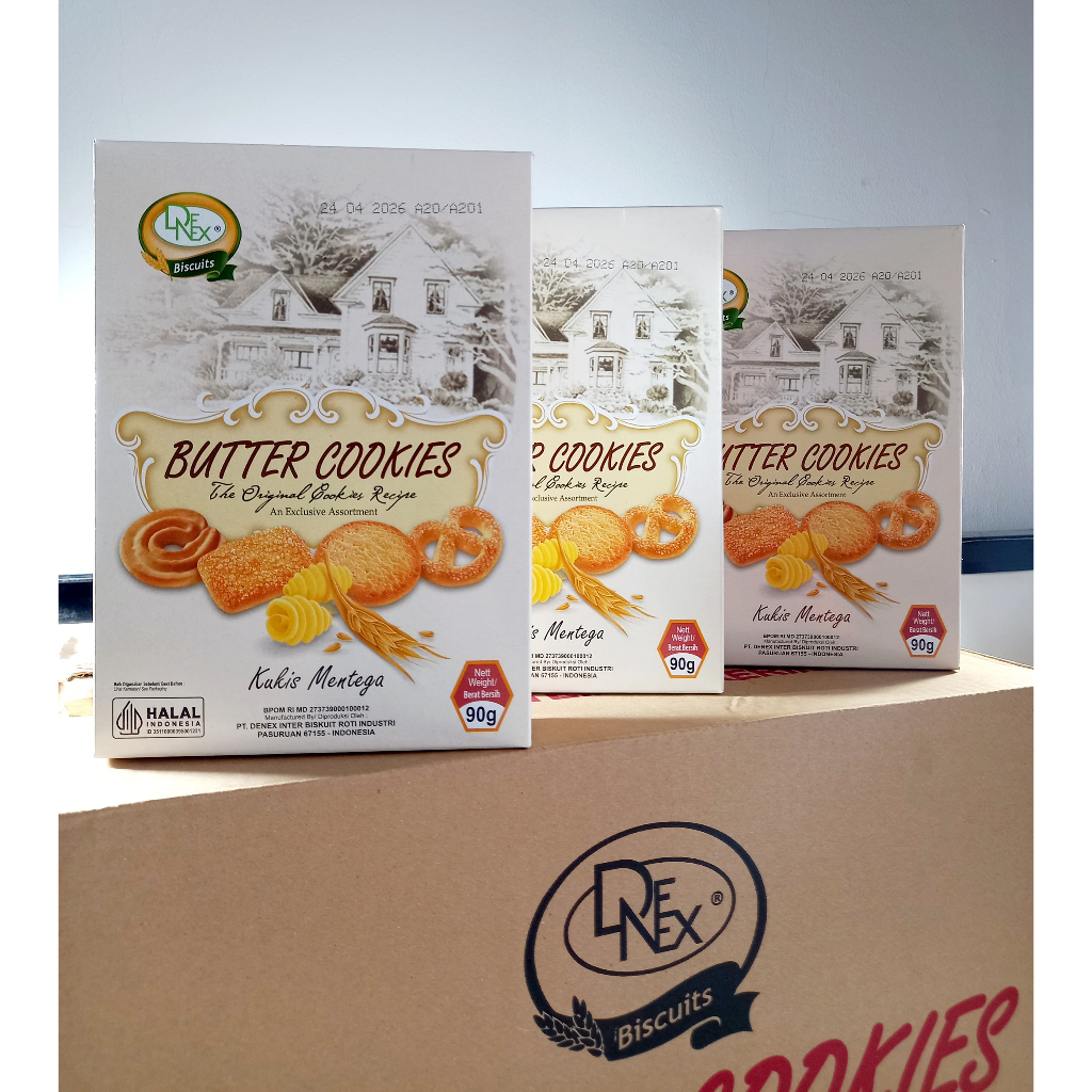 DENEX BISCUITS BUTTER COOKIES KUKIS MENTEGA 90 GRAM 1 KARTON ISI 24 BOX