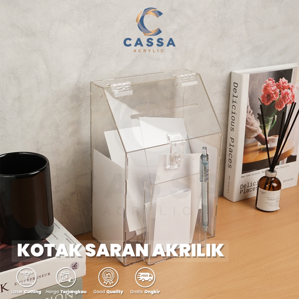 Kotak Saran Akrilik Transparan - Kotak Amal Gantung