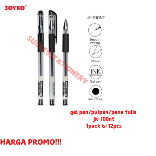 

pulpen Gel/gel pen joyko/jk 100 NT/JK-100 Harga per lusin warna hitam/produk ori