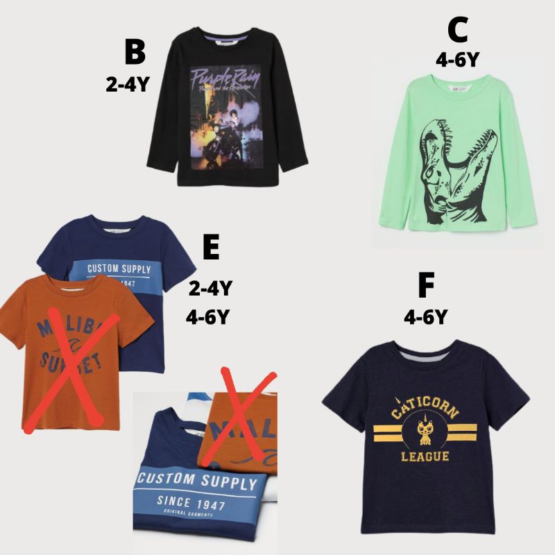 Kaos Anak Laki HnM - HM Atasan Anak Cowok 2 4 6 8 tahun