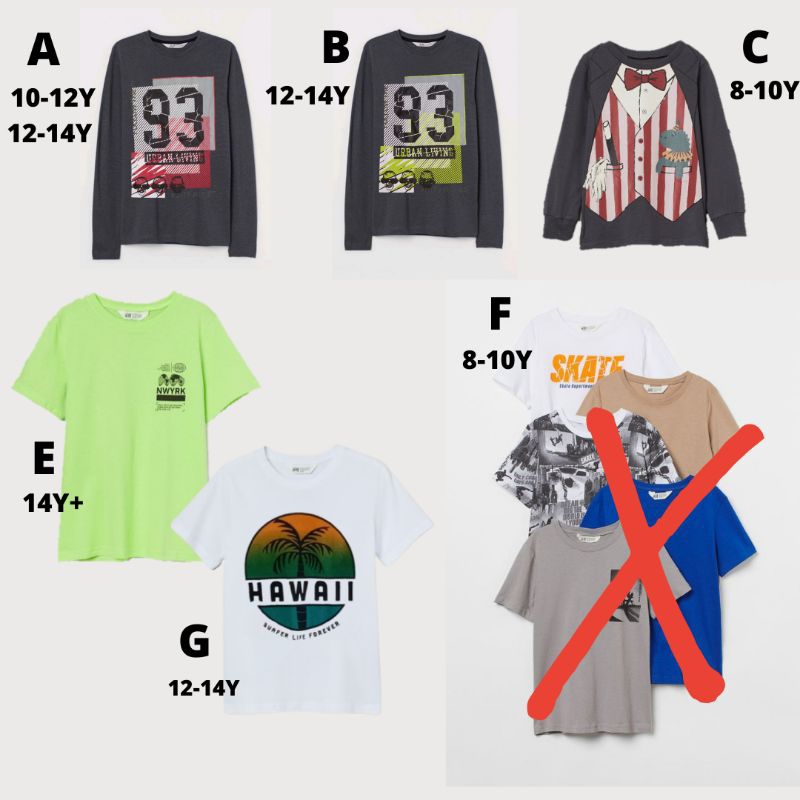 Kaos Anak Laki HnM - 6 8 10 12 14 16 18 tahun - Part 2