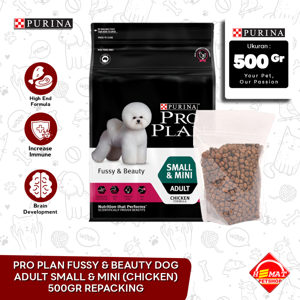 Makanan Anjing Pro Plan Dog Fussy & Beauty Adult Small Mini Repacking